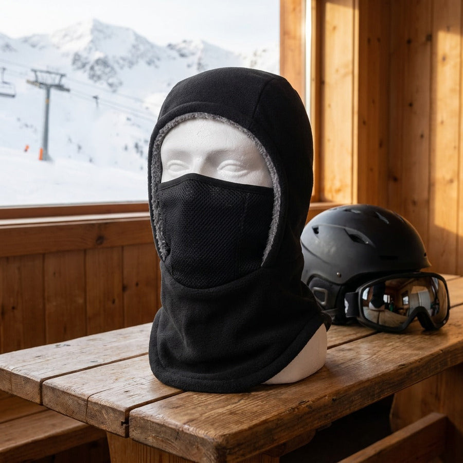 The lift mask worn in the ski lodge