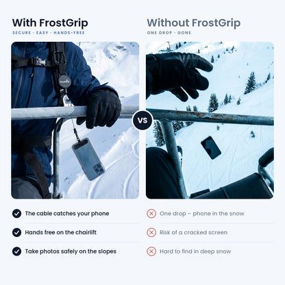With and without FrostGrip on the chairlift