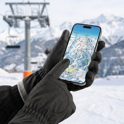 Glove using a phone touchscreen on the lift