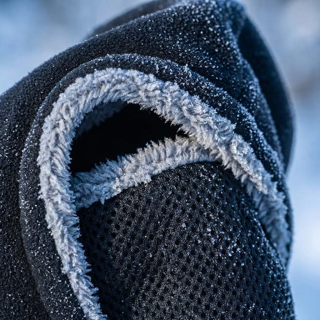 Close-up of the fleece and breathable mesh